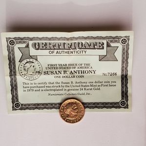 Susan B. Anthony First Issue Gold Plated Coin